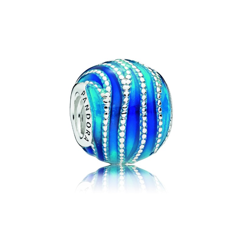 Blue Swirls Charm, Mixed Enamel
