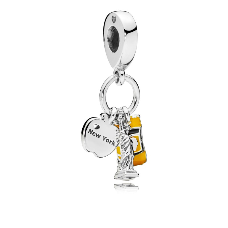 New York Highlights Dangle Charm, Black & Yellow Enamel