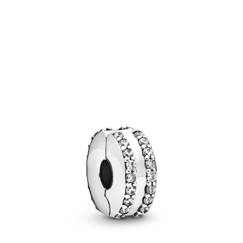 Double Lined Pav&eacute; Clip Charm