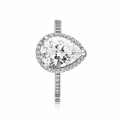 Radiant Teardrop Ring, Clear CZ