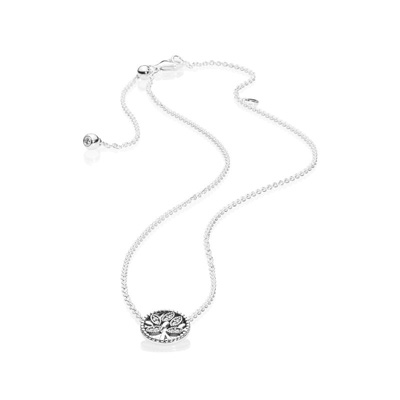 Tree of life silver collier with clear cubic zirconia