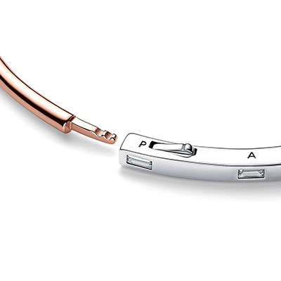 Pandora Signature Two-tone I-D Pav&eacute; Bangle