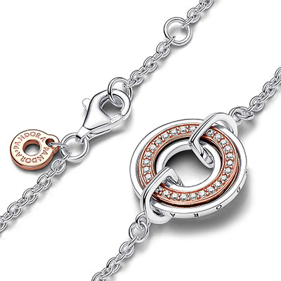 Pandora Signature Two Two-tone Logo & Pav&eacute; Chain Bracelet