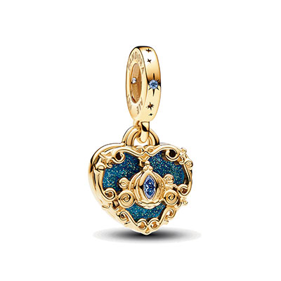 Disney Cinderella's Carriage & Heart Double Dangle Charm