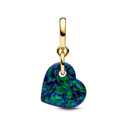 Opalescent Green Heart ZC03 Charm