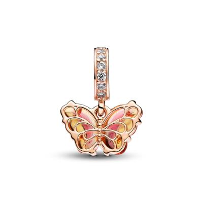 Pink & Yellow Murano Glass Butterfly ZC03 Charm