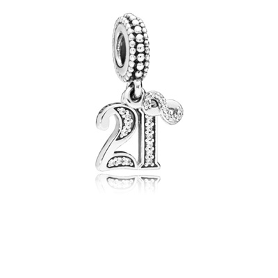21 Years of Love Dangle Charm, Clear CZ