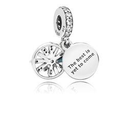 Dazzling Wishes Dangle Charm, Clear CZ & Blue Enamel