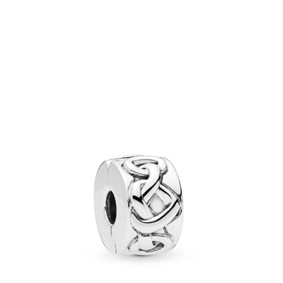 Knotted hearts silver clip