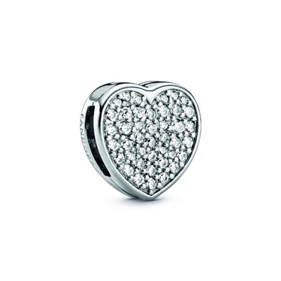 Pav&eacute; Heart Clip Charm
