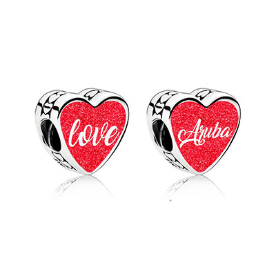 Aruba Love Glitter Heart Charm