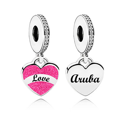 Aruba Love Pink Heart Dangle