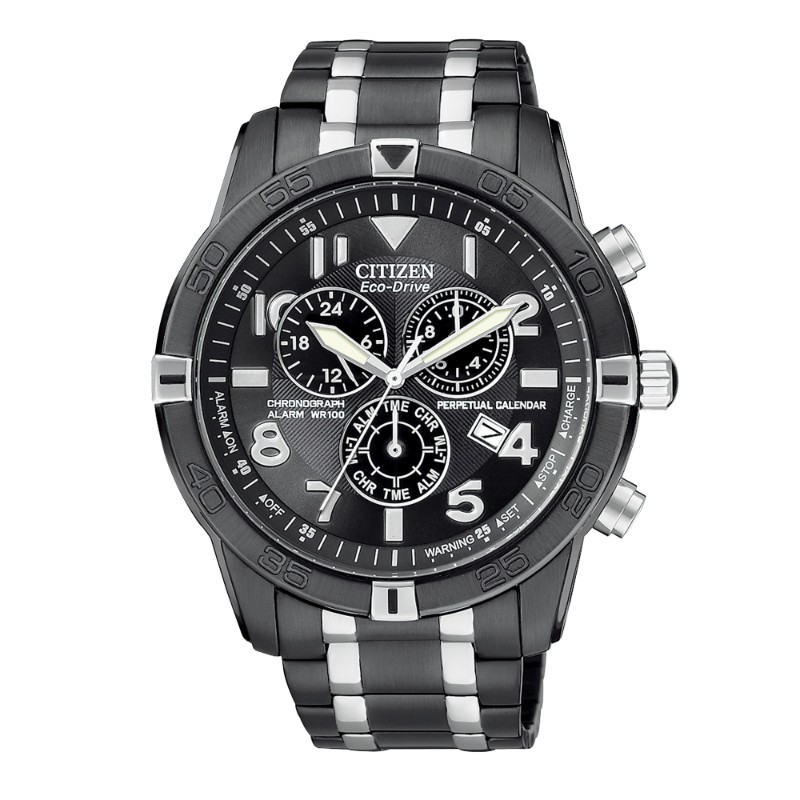 Citizen Men's Eco-Drive Black Ion Plated Perpetual Calendar Chronograph